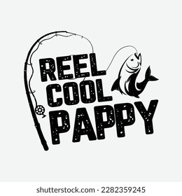 Mens Reel Cool Pappy Fish Fishing Shirt Father's Day