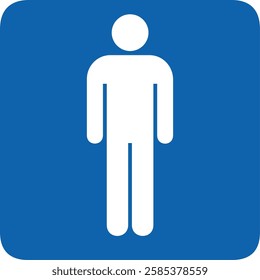mens restroom, bathroom, man icon,male, user icon, blue square