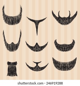 Mens retro collection of hair styling beard