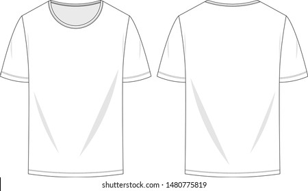 Mens round neck t-shirt fashion vector illustration flat sketches template