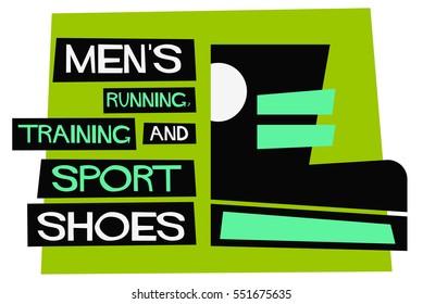 Men's Running, Training & Sports Shoes (Flat Style Vector Illustration Shopping Poster Design)
