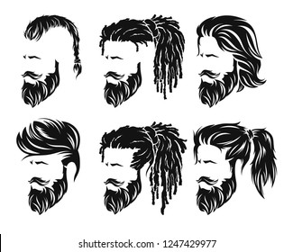 mens set hairstyles and hirecut with beard mustache in face