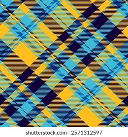 Mens shirt seamless textile texture, harmony background plaid vector. Customized pattern tartan check fabric in cyan and amber colors palette.