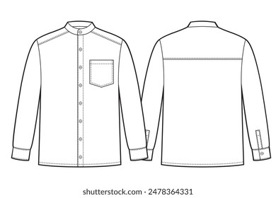 Mens shirt with stand-up collar