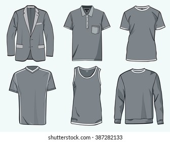 Men's shirt, suit, jumper, tank top and jersey, clothing templates .