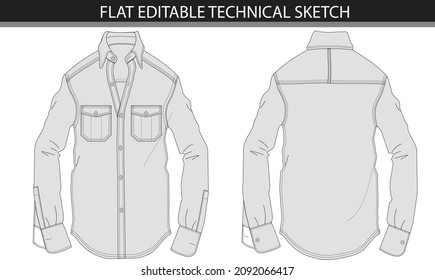 MENS SHIRT WITH TWO POCKET VECTOR ILLUSTRATION