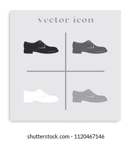 Men's shoe flat black and white vector icon. Modern boot illustration.