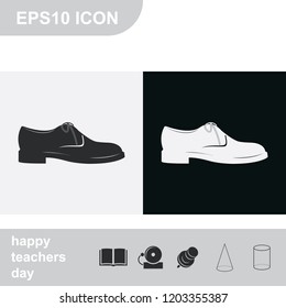 Men's shoe flat black and white vector icon. Modern boot illustration.