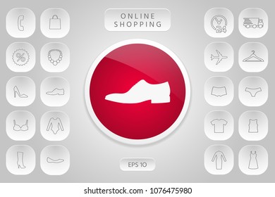 Men's shoe icon. Menu item in the web design
