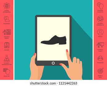 Men's shoe icon. Menu item in the web design
