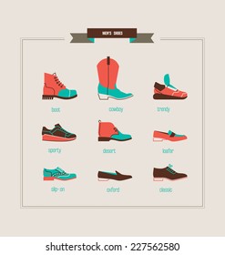 men's shoes and boots vector illustration eps 10
