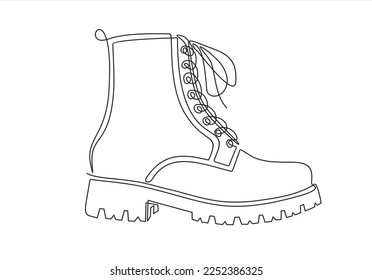 Men's Shoes continuous one line drawing minimalism design. boot,  ankle boots