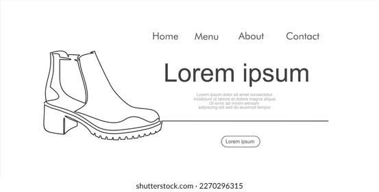 Men's Shoes continuous one line drawing minimalism design. Can used for logo, emblem, slide show and banner. Illustration with quote template. 