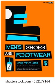 Men's Shoes & Footwear (Flat Style Vector Illustration Shopping Poster Design)