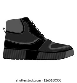 Men's shoes high top sneakers isolated. Male man season shoes icons. Footwear vector illustration