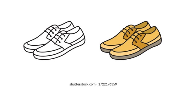 Men's shoes icon. Linear vector icon in a flat style.