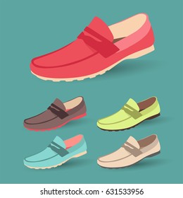 a lot of men's shoes. men fashion. vector