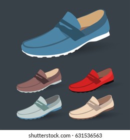 a lot of men's shoes. men fashion. vector