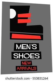 Men's Shoes - New Arrivals (Flat Style Vector Illustration Shopping Poster Design)