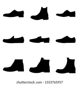 Men's shoes set icon, logo isolated on white background