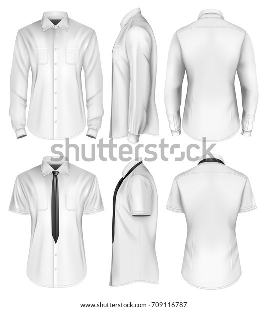 Mens Short Long Sleeved Formal Button Stock Vector Royalty Free