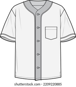 Mens kurzärmeliges Baseballshirt, flache Skizzengrafik, Herren, kurzärmeliges Hemd für Freizeitmode-Illustrations-Vorlage zusammengesteckt