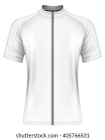 Men's short sleeve cycling jersey. Fully editable handmade mesh. Vector illustration.