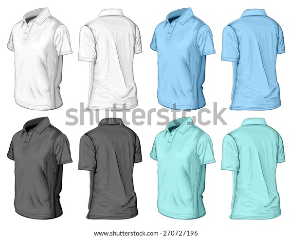 Mens Short Sleeve Poloshirt Halfturned Front Stock Vector ...