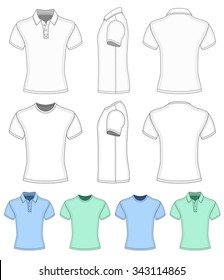 Men's short sleeve polo-shirt and t-shirt. Vector illustration.  Redact color very easy.