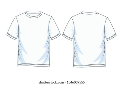 Men's short sleeve round neck t-shirt templates, Front and back views. Vector illustration.