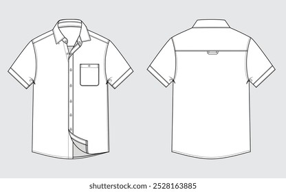 MENS SHORT SLEEVE SHIRT FLAT SKETCH