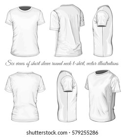Men's short sleeve t-shirt. Six views of t-shirt. Vector illustration