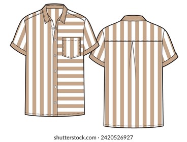 Men's short sleeves shirt with a stripe pattern