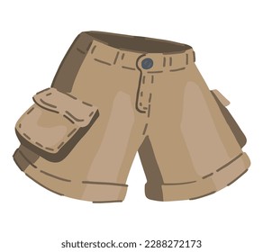 Men's shorts cartoon clipart. Summer clothes doodle isolated on white. Hand drawn vector illustration in modern style..