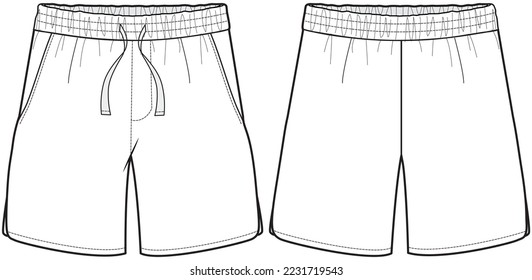 men's shorts technical cad drawing vector illustration