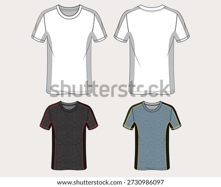Men's Side-Color Blocked Top Flat Design Vector Template