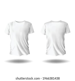 Men's simple looking white blank t-shirt mockup front and back template realistic look for print and design, isolated in white background