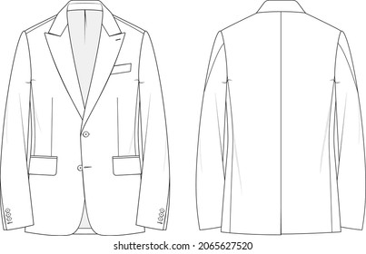 Men's Single Breasted Peak Lapel Blazer