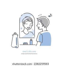 men's skincare, happy, friendly illustrations