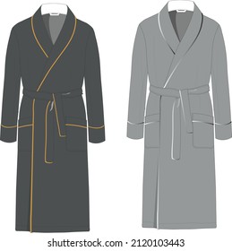 Men's sleepwear polar robe with contrast piping