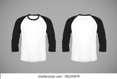 Men's slim-fitting long sleeve baseball shirt. Black Mock-up design template for branding.