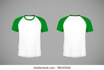 Men's slim-fitting short sleeve baseball shirt. Green Mock-up design template for branding.