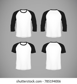 Men's slim-fitting short sleeve baseball shirt set. Black Mock-up design template for branding.