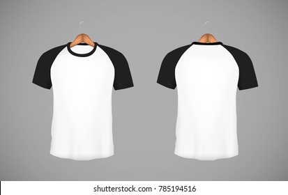 Men's slim-fitting short sleeve baseball shirt set. bLACK Mock-up design template for branding.