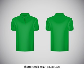 Men's slim-fitting short sleeve polo shirt. Green polo shirt mock-up design template for branding.