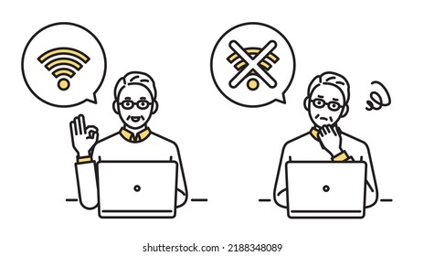 Men's smartphones using Wi-Fi working