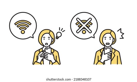 Men's smartphones using Wi-Fi working