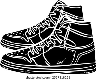 Men's sneakers silhouette, Illustration vector