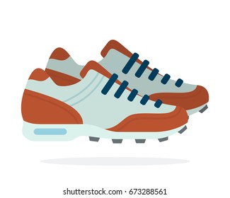 Men's sneakers with spikes for football vector flat material design isolated on white