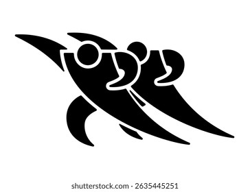 Ícone de patinação de velocidade masculino, silhueta preta isolada no branco. Patinadores de velocidade ou patinadores em movimento, sinal de estêncil minimalista. Clipart de vetor para design esportivo, ilustração de jogos de inverno.